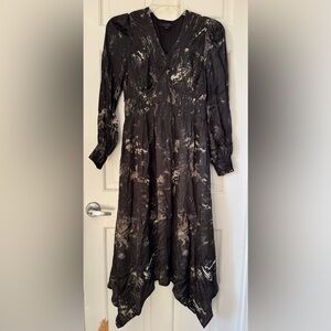 All Saints Black and Cream Long Sleeve Dress